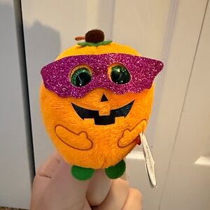 Ty Halloween Beanie Orange Plush with Glitter Mask
